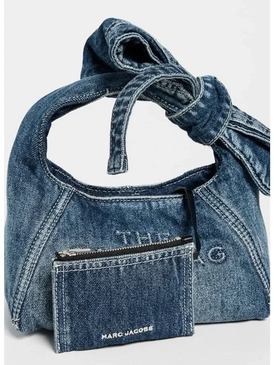 New Marc Jacobs Denim Bow The Sack Bag Mini Shoulder Bag in Blue - Picture 4 of 5